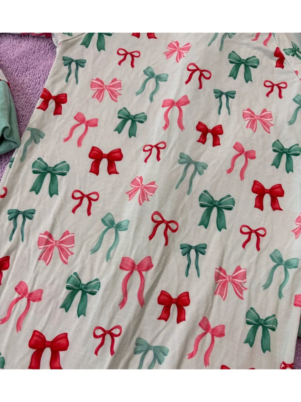 Holiday bows zip pajama